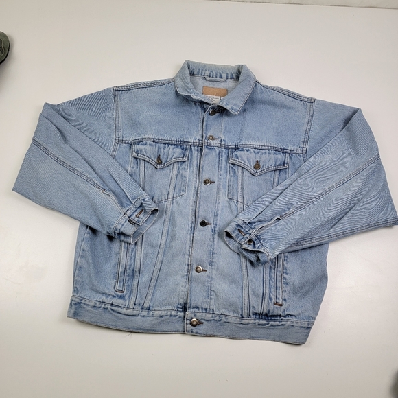 Vtg 90s Wrangler Western Trucker Denim Jean Jacket Mens XL Button Up - Picture 2 of 12